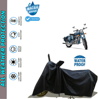 AutoGalaxy Waterproof Two Wheeler Cover for Royal Enfield(Classic Squadron, Black)
