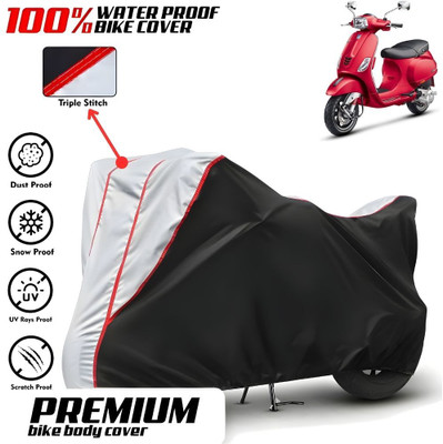 Mwiss Waterproof Two Wheeler Cover for Vespa(VXL 125 BS6, Black, Silver)