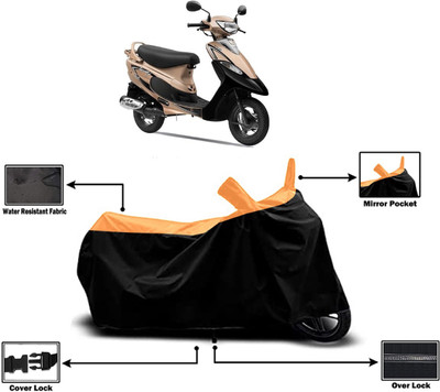 Amexride Two Wheeler Cover for TVS(Pep Plus BS6, Orange)
