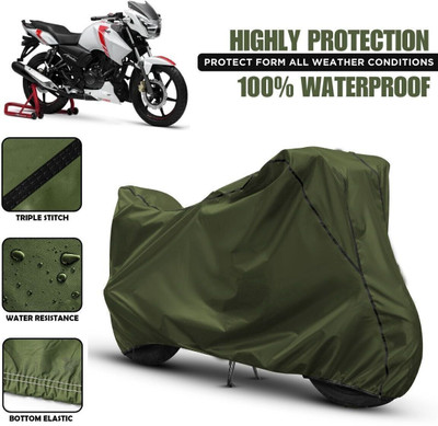 Shiv Kanha Waterproof Two Wheeler Cover for TVS(Apache RTR 160, Green, Black)