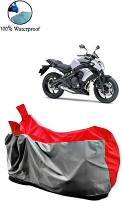 APNEK Waterproof Two Wheeler Cover for Kawasaki(ER 6N, Grey, Red)