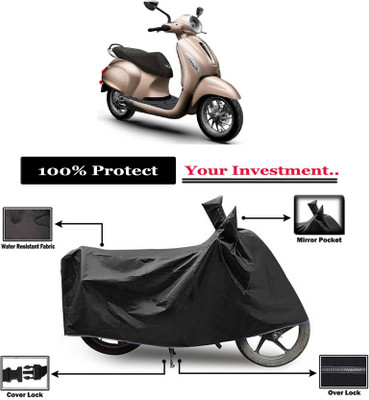 AASHTIK MART Two Wheeler Cover for Bajaj(New Chetak, Black)
