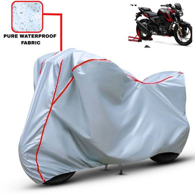 Delphinium Waterproof Two Wheeler Cover for TVS(Apache RTR 200 4V, Silver, Red)
