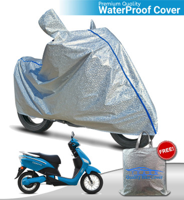 TEASN Waterproof Two Wheeler Cover for Hero(Electric Optima DX, Silver)