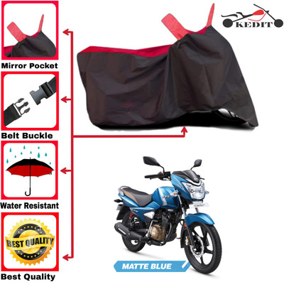 KEDIT Two Wheeler Cover for TVS(Victor Premium, Red, Black)