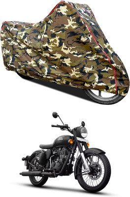 AutoGalaxy Waterproof Two Wheeler Cover for Royal Enfield(Classic Stealth Black, Yellow)