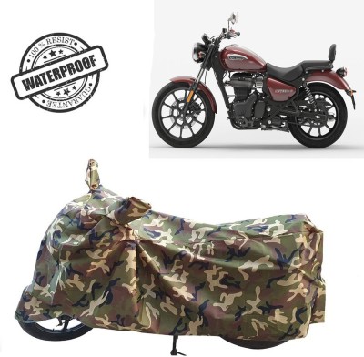 ROYAL AUTO MART Waterproof Two Wheeler Cover for Royal Enfield(Meteor 350, Green, Multicolor)