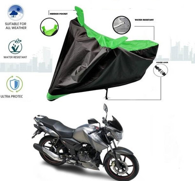 DeepShakshi AUTOMOTIVE Waterproof Two Wheeler Cover for TVS(Apache RTR 160, Black, Red)