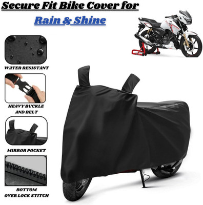 Delphinium Waterproof Two Wheeler Cover for TVS(Apache RTR 180, Black)