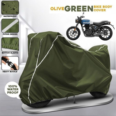 Shiv Kanha Waterproof Two Wheeler Cover for Royal Enfield(Hunter 350, Green)
