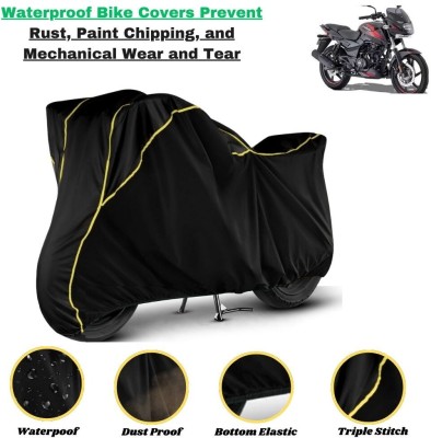 Autohaux Waterproof Two Wheeler Cover for Bajaj(Pulsar 150, Black, Yellow)