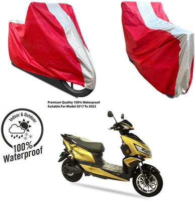 AUTOCAD Waterproof Two Wheeler Cover for TVS(iQube, Silver, Red)