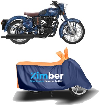 ZIMBER Two Wheeler Cover for Royal Enfield(Classic 350, Orange, Blue)