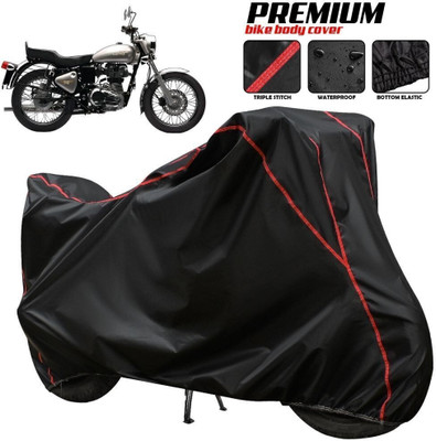 AutoGalaxy Waterproof Two Wheeler Cover for Royal Enfield(Bullet 350 Twinspark, Black, Red, Multicolor)
