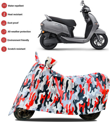 PAGORA Waterproof Two Wheeler Cover for TVS(iQube Electric, Red, White)