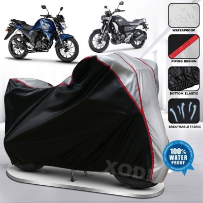 xodi Waterproof Two Wheeler Cover for Yamaha(FZ V3 BS6, Silver, Black)