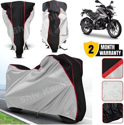 Shiv Kanha Waterproof Two Wheeler Cover for Bajaj(Pulsar 125, Silver, Black)