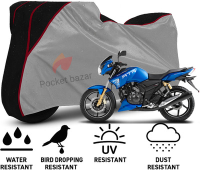 pocket bazar Waterproof Two Wheeler Cover for TVS(Apache, Silver, Black)