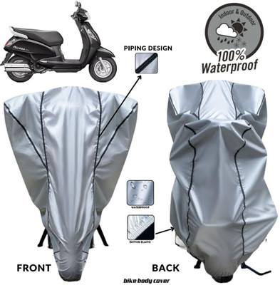 MADAFIYA Two Wheeler Cover for Suzuki(New Access 125, Silver, Black)