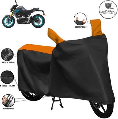 MADAFIYA Waterproof Two Wheeler Cover for Yamaha(MT 15 New BS6, Black, Orange)