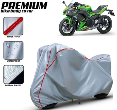 Shiv Kanha Waterproof Two Wheeler Cover for Kawasaki(Ninja 650, Silver, Red)