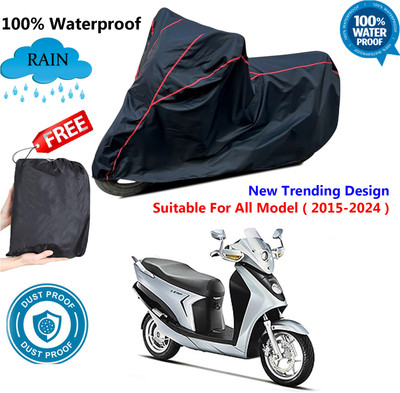 AUTOCAD Waterproof Two Wheeler Cover for Hero(Leap Hybrid SES BS6, Black, Red)