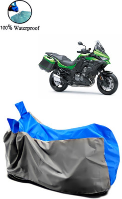 Autofly Waterproof Two Wheeler Cover for Kawasaki(Versys 1000, Grey, Blue)