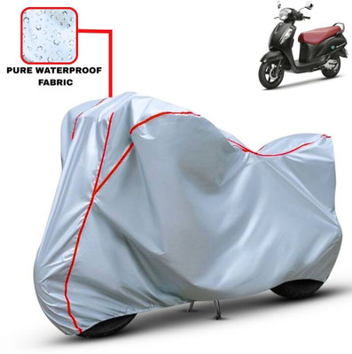 Delphinium Waterproof Two Wheeler Cover for Suzuki(New Access 125, Silver, Red)