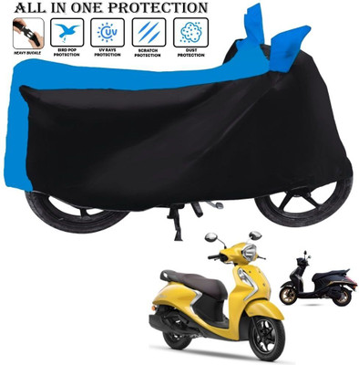 AUTOCAD Waterproof Two Wheeler Cover for Yamaha(Fascino 125, Black, Blue)
