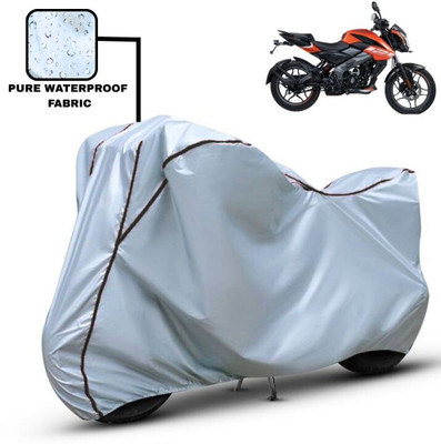 Delphinium Waterproof Two Wheeler Cover for Bajaj(Pulsar NS125, Silver, Black)