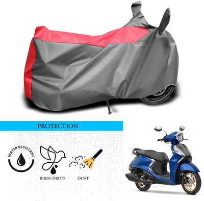 ANTHUB Waterproof Two Wheeler Cover for Yamaha(Fascino 125 FI, Grey, Red)