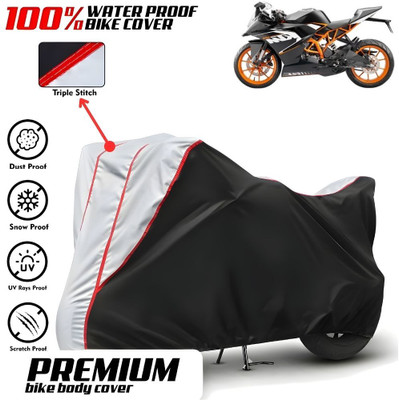 Mwiss Waterproof Two Wheeler Cover for KTM(RC 125, Black, Silver)