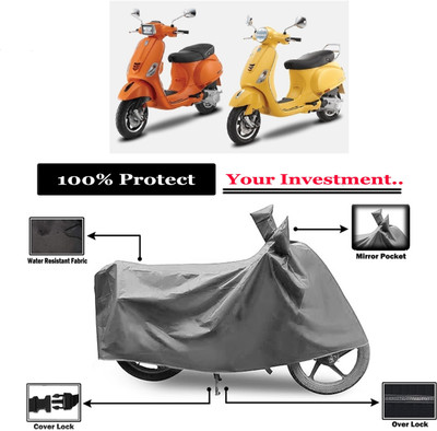 Amexride Two Wheeler Cover for Vespa(Piaggio Vespa, Grey)
