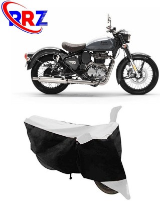 RRZ Waterproof Two Wheeler Cover for Royal Enfield(Classic 350, Black, White)