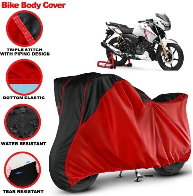 Grizzly Two Wheeler Cover for TVS(Apache RTR 180, Black, Red)