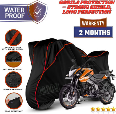 POLYMAXX Waterproof Two Wheeler Cover for Bajaj(Pulsar 125, Black, Red)