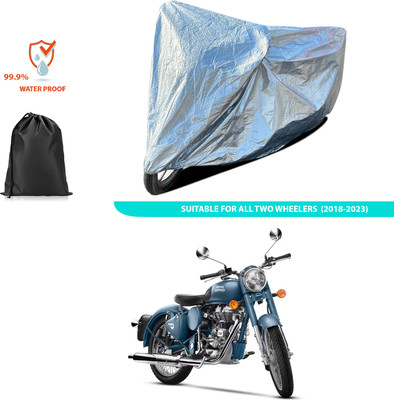 PAGORA Waterproof Two Wheeler Cover for Royal Enfield(Classic Squadron, Silver)