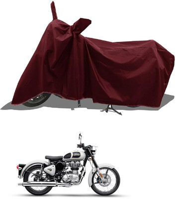 DeepShakshi AUTOMOTIVE Waterproof Two Wheeler Cover for Royal Enfield(Bullet 350 New BS6, Maroon)