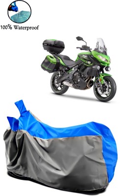 Autofly Waterproof Two Wheeler Cover for Kawasaki(Versys 650, Grey, Blue)