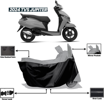 Amexride Two Wheeler Cover for TVS(Jupiter 125, Black, Grey)