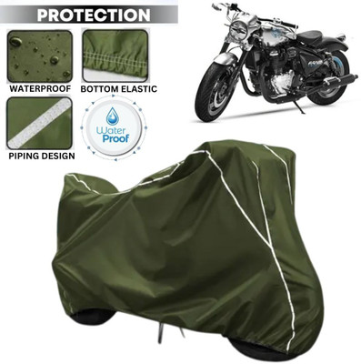 kerwa Waterproof Two Wheeler Cover for Royal Enfield(Green, White)