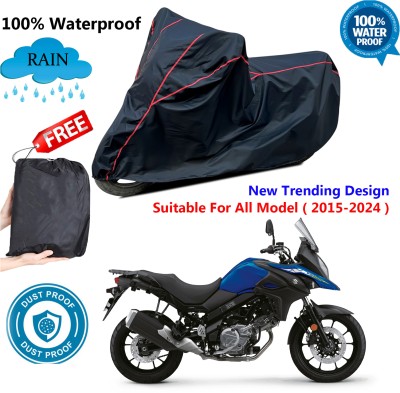 OliverX Waterproof Two Wheeler Cover for Suzuki(Black, Red)