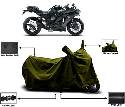 Amexride Two Wheeler Cover for Kawasaki(Ninja H2 SX BS6, Green)