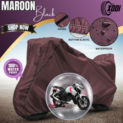 xodi Waterproof Two Wheeler Cover for TVS(Apache RTR 160, Maroon, Black)