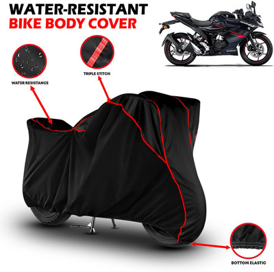 GKG Waterproof Two Wheeler Cover for Suzuki(Gixxer, Black, Red)