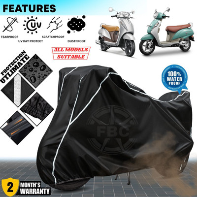 AUTOCAD Waterproof Two Wheeler Cover for Suzuki(Access 125, Black, White)