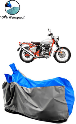 Autofly Waterproof Two Wheeler Cover for Royal Enfield(Bullet Trials 500, Grey, Blue)