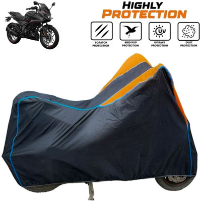 ZAQE Two Wheeler Cover for Bajaj(Pulsar 250 BS6, Black, Orange, Blue)