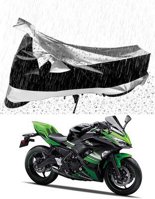 Furious3D Two Wheeler Cover for Kawasaki(Ninja 650, Silver, Black)