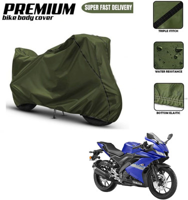 Love Me Two Wheeler Cover for Yamaha(R15S BS6, Green, Black)